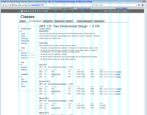 early wireframe class page