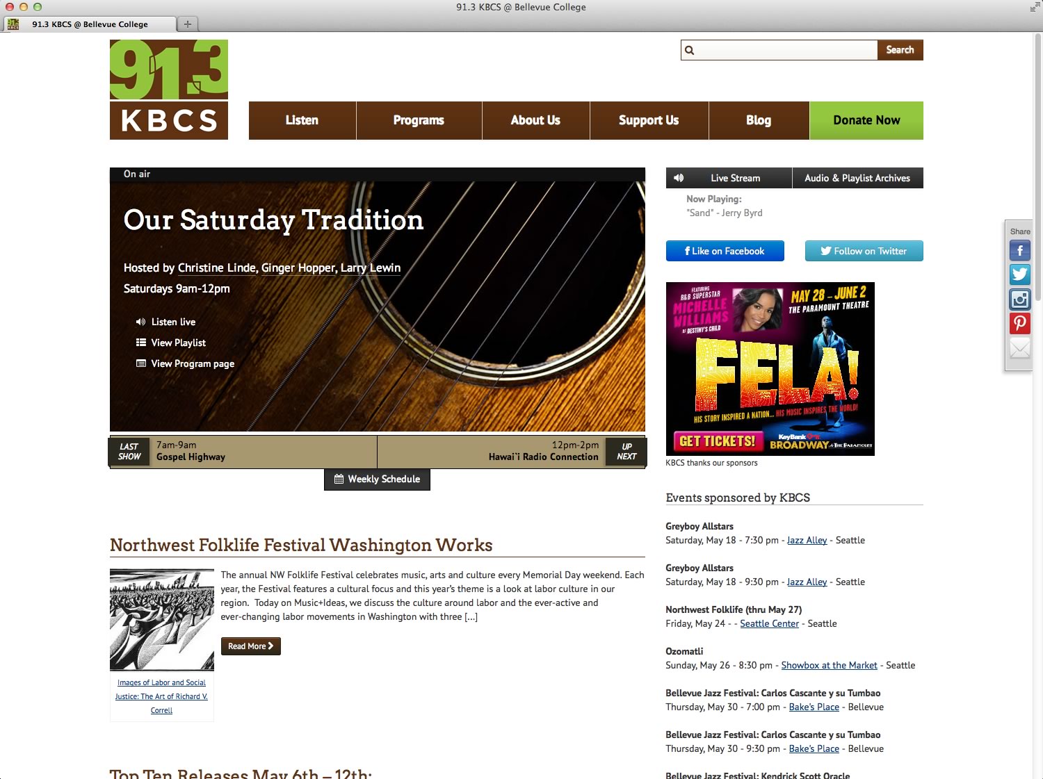 KBCS website screenshot